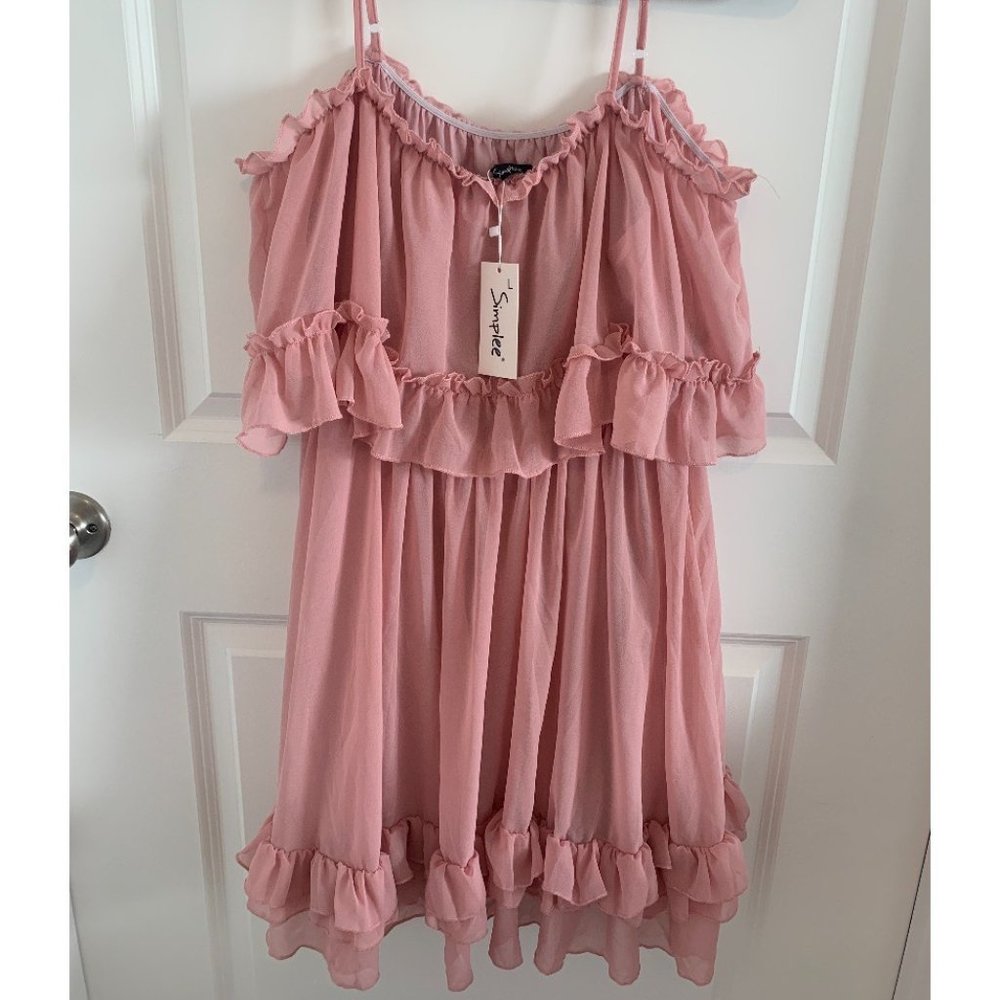 NWT Pink Ruffle sleeveless baby doll swing dress - Picture 1 of 1